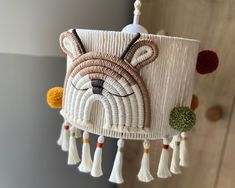 a white lamp with a bear design on it