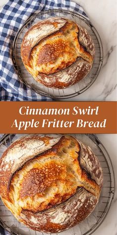 cinnamon swirl apple fritter bread on a wire rack