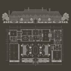 an architectural drawing of a large house