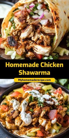 Delicious Homemade Chicken Shawarma Greek Chicken Shawarma Recipe, Middle Eastern Wraps, Easy Swarma Chicken Recipe, Chicken And Pita Bread Recipes, Chicken Schwarma Wrap, Chicken Thigh Shawarma, Easy Shawarma Recipe, Shred Happens Chicken Schwarma