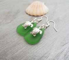 "Aloha! These design shows my love for this beautiful island of Hawaii. This item will be made to order and shipped directly from Hawaii. This is sea glass earrings with silver hooks. This handmade in Hawaii jewelry gift is from cultured sea glass that are specially formed into its shape for jewelry making. Each comes with a gift box with \"handmade by yinahawaii\" stamp and a ribbon wrapped as shown in the 2nd photo, ready to give as gift. I also offer Free gift messaging with the order. Please Nickel-free Glass Jewelry For Beach, Nickel-free Glass Jewelry For The Beach, Green Dangle Jewelry For The Beach, Adjustable Dangle Sea Glass Jewelry, Nickel Free Sea Glass For Jewelry Making, Nickel-free Sea Glass Jewelry For Jewelry Making, Hypoallergenic Sea Glass Jewelry As A Gift, Hypoallergenic Sea Glass Jewelry For Gift, Gift Dangle Earrings Made Of Sea Glass