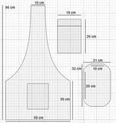 a drawing of a kitchen apron with measurements