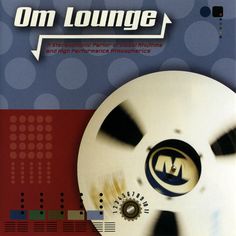 an old movie reel with the words om lounge on it's side and dots in the background