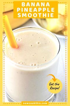 This smoothie made with banana, pineapple, pineapple, almond milk, and yogurt is a quick, easy and healthy breakfast or anytime snack that tastes like a creamy tropical treat! Get the recipe and try it! Pineapple Banana Smoothie Healthy, Almond Milk Smoothie Recipes Healthy, Banana And Pineapple Smoothie, Banana Pineapple Smoothie Recipes, Pineapple Healthy Recipes, Almond Milk Smoothies, Pineapple Recipes Healthy, Banana Pineapple Smoothie, Pineapple Protein Smoothie