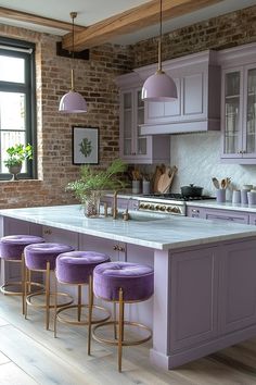 24+ Trendy Lavender Apartment Inspirations for You Compact Kitchen, Apartment Aesthetic, Kitchen Islands, Apartment Inspiration, Modern Living, Kitchen Island, Lavender, Apartment, Building