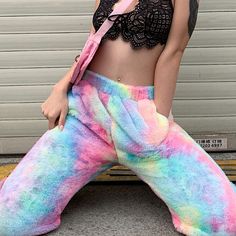 Color Block Tie-dyed Fluffy Jogger Pants sold by Violetlace Boutique on Storenvy Rainbow Pants, Tie Dye Pants, Harem Pants Women, Baggy Trousers, Colorful Rainbow, Tie And Dye, Fleece Joggers, Ankle Length Pants, Cargo Pants Women