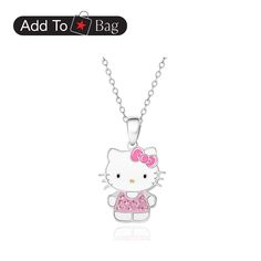 in stock Pink Charm Necklace With Clavicle Chain As Gift, Pink Clavicle Chain Charm Necklace For Gift, Cute Hello Kitty Silver Necklace, Cute Silver Hello Kitty Necklace, Pink Pendant Charm Necklace, Cute Pink Clavicle Chain Jewelry, Hello Kitty White Necklace For Gift, White Hello Kitty Necklace Gift, White Hello Kitty Necklace For Gift