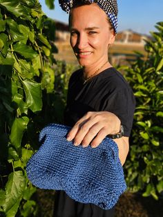 Everyday Crochet Knitted Pouch Bag, Blue Crochet Eco-friendly Bags, Blue Hand Knitted Beach Bags, Blue Hand Knitted Bags For Beach, Bohemian Hand-knitted Blue Bags, Casual Blue Hand Knitted Crochet Bag, Blue Casual Hand-knitted Crochet Bag, Casual Blue Hand-knitted Crochet Bag, Blue Eco-friendly Crochet Bag