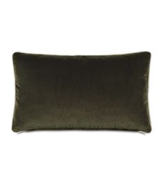 an olive green velvet pillow on a white background