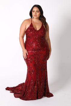 AMIYA in wine features stunning deep red embroidered pattern sequins over deep red underlay, V neckline, lace up on open back, fit and flare silhouette and sweep train. This gorgeous evening gown will make you look and feel glamorous on a red carpet or any formal event. Note: if your size is on preorder, it will be dispatched in 5-10 business days Deep red embroidered pattern sequins with deep red underlay Fully lined V-neck Lace up on open back Non-padded at bust Hidden back zipper Very stretch Bridal Party Outfit, Bridal Party Dresses, Sequin Gown, Women Wedding Guest Dresses, Neck Lace, Formal Gowns, Wedding Guest Outfit, Deep Red, Evening Gown