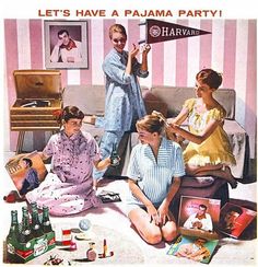 an advertisement for the coca cola company featuring women in pajamas and men in pajamas sitting on a couch