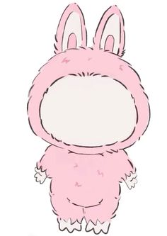 a drawing of a pink bunny with big ears