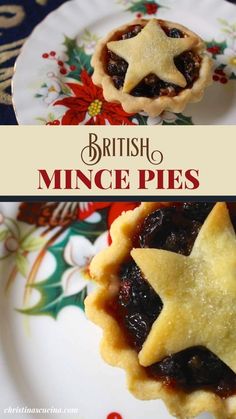 two pastries on a plate with the words british mince pies