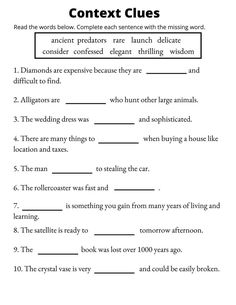 the words in this worksheet are similar to each other, but they have different meanings