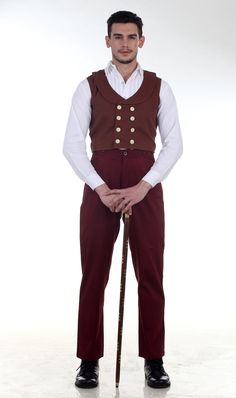 Look your best in this fabulous steampunk victorian neo gothic mens costume engineer vest c1285. perfect for steampunk or victorian style costumes, this vest is sure to make a statement. get yours now and stand out in the crowd! Steampunk Mens Costume, Steampunk Pants, Steampunk Man, Pirate Dress, Steampunk Men, Maroon Pants, Neo Gothic, Gentleman's Wardrobe, Steampunk Victorian