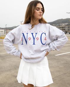 Ever Since New York, Nyc Sweatshirt, Nyc Print, New York Sweatshirt, Loose Fit Sweater, Model Test, College Sweatshirt, Girls Tees, Fine Line