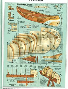 an old book with diagrams on how to build a canoe