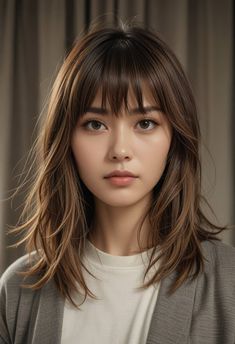 Medium Asian Hair, Kpop Short Hair, Shaggy Haircut, Bangs Haircut, Black Hair With Highlights, Girl Haircut, Haircuts For Wavy Hair, Shot Hair Styles