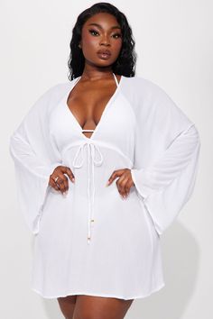 Available In White, Hot Pink, And Blue. Coverup Beach Dress Flare Long Sleeve Front Tie V-Neck Final Sale 100% Viscose Imported California Proposition 65 WARNING: Cancer and Reproductive Harm - www.P65Warnings.ca.gov. | Breezy Nights Linen Swim Cover Up Dress in White size Small by Fashion Nova Clipin Hair Extensions, Natural Hair Extensions, Swim Cover Up Dress, Latest Hair Trends, Best Clips, Coverup Beach, Flare Long Sleeve, Wholesale Hair, Texturizer On Natural Hair