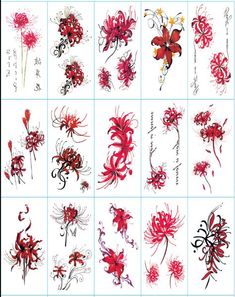 many different types of flowers and designs on the back of a sheet of stickers