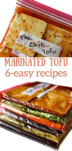 this is an image of homemade tofu crackers with text overlay that says marinated tofu 6 - easy recipes