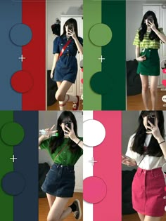 Mix And Match Colors Outfits, Peony Aesthetic, Mix Match Outfits, Simple Style Outfits, Colour Combinations Fashion, Fashion Kawaii, Color Combos Outfit, Street Outfits, Korean Outfit Street Styles