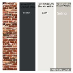 the brick wall is painted in different shades and colors, including white, gray, and brown