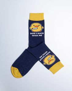 Men's Don't Duck With Me Funny Crew Socks Funny Blue Socks For Gift, Novelty Cotton Socks For Winter, Novelty Cotton Winter Socks, Winter Novelty Cotton Socks, Funny Socks For Men, Bold Words, Comfy Socks, Fun Socks, Favorite Son