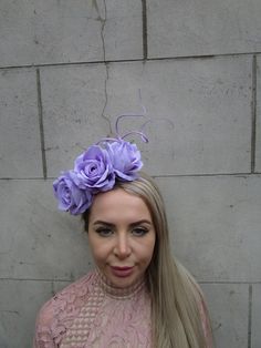 Beautiful vintage style flower fascinator This is perfect for adding style to your hair. Featuring lilac roses with striking statement feathers. Mounted on a thin headband - flexible to fit. Made to order in the UK - this can be made in other colours on request!    Many other colours are available in our shop! Made in the UK - custom orders are welcome Feather Fascinator, Lilac Roses, Flower Fascinator, Fascinator Headband, Feather Fascinators, Light Lavender, Headband Hair, Lavender Purple, Wedding Floral