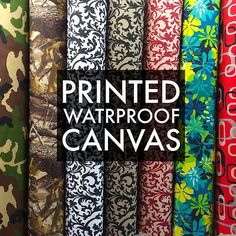 a bunch of different colored ties with the words printed waterproof canvass on them