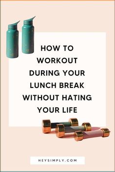 the words, how to workout during your lunch break without eating your life are shown