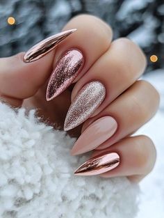 Easy Christmas Nail Colors, Nail Ideas Almond Shape Winter, Holiday Velvet Nails, Nails Christmas Designs 2024, Unique Holiday Nail Designs, Winter Festive Nails, December Nails Colors, Holiday Color Nails, Winter Christmas Nails 2024