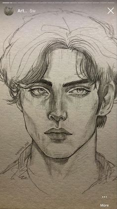 a drawing of a young man's face