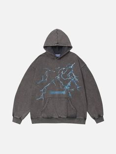 Aelfric Eden Washed Lightning Print Hoodie Aelfric Eden Outfit, Aelfric Eden Hoodie, Lightning Hoodie, Top Streetwear Brands, Clothing Wishlist, Aelfric Eden, Wishlist 2024, Blue Lightning, Xmas List