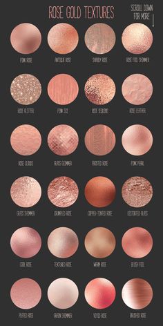 Rose gold and champagne textures by Paper Farms on @creativemarket Types Of Gold Colors, Rosé Gold, Metallic Rose Gold, Rose Gold Combination Color Schemes, Pink Metallic, Rose Gold Aesthetic Vintage, Rose Gold Complimentary Colors, Rose Gold Pallete Color, Champagne Rose