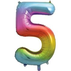 the letter s is made up of rainbow colored foil balloons and sits in front of a white background