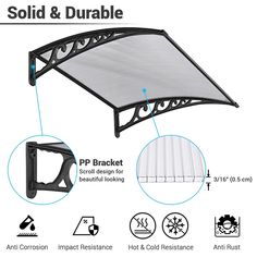 an awning is shown with instructions for how to install it and how to use it