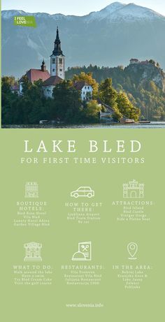 the lake bed for first - time visitors is shown in this green poster with white lettering