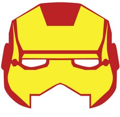 a yellow and red iron man mask with glasses