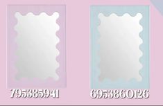 two mirrors are shown side by side on a pink background and the other is white with scalloped edges