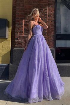 Purple tulle long prom dress A line evening dress TR0715 selinadress Sweet 13, Prom Dress Purple, Tulle Long Prom Dress, Purple Tulle, Cheap Prom Dresses Long, Spaghetti Strap Prom Dress, Tulle Evening Dress, Evening Dress Floor Length, Cute Prom Dresses