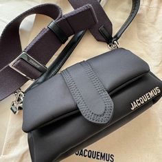 Authentic Small Nylon Bag Comes In The Dust Bag. New. Bags Jacquemus, Jacquemus Bags, Mini Bag Black, Jacquemus Bag, Nylon Bag, Office Outfits, Cloth Bags, Dust Bag, Bag Lady