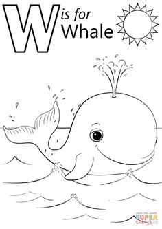 the letter w is for whale coloring page