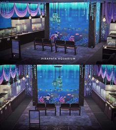 there are two pictures of the same room in this tv show, one is empty and the other has an aquarium