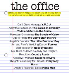 the office poster on lined paper with words written in black and white, including an image of