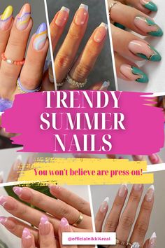 Get your nails ready for summer with the hottest trends of 2024! From vibrant neon shades and tropical designs to pastel hues and chic nail art, find the perfect summer nail ideas to make your manicure pop. Click to explore the best polishes and tools available on Amazon, read reviews, and shop your favorites. Shine bright this summer with stunning nails! 💖 #SummerNails #NailArt #2024Trends 🌸🛍️ Nail Ideas For The Summer, Trendy Nails For Summer, Cute Trendy Nails, Color Trends 2024, Nails For Summer, Short Fake Nails