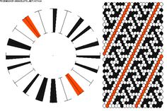 an orange and black pattern next to a white background with the word's name on it