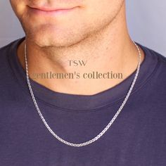 This silver chain necklace for men is wonderful for everyday wear.  Solid sterling silver, choose your size.  D E T A I L S   *100% sterling silver  * Mariner Link Chain 3mm *Choose your length  ∙ EXTRA LOVE ∙ Handcrafted just for you in sunny Arizona by a team of talented women. All of our jewelry comes gift packaged! We are happy to leave a note if this is a special gift, just let us know in the message box at checkout. PRODUCTION ∙ TIMES All items are made to order. Please check the estimated delivery in the shipping section for the most current production time. If you need it sooner, select a faster shipping at checkout. All designs & content © The Silver Wren Chain Silver Necklace, Men Chain, Mens Chain, Large Gift Boxes, Mens Necklace, Jewelry Men, Men Gifts, Large Gift, Chain Silver