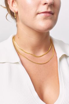 Classic Double Curb Chain Necklace. Wear it alone, or not. Available in 24KT Gold dipped sterling silver or Sterling silver 16" 2.5 mm double curb chain Gold dipped or Sterling silver lobster clasp Packaged in a Dogeared gift box Made in the USA Dainty Curb Chain Jewelry For Layering, Gold Curb Chain Jewelry For Layering, Classic Curb Chain Necklace For Layering, Layering Yellow Gold Curb Chain Jewelry, Yellow Gold Curb Chain Jewelry For Layering, Minimalist Curb Chain Necklace For Layering, Curb Chain Link Necklace For Layering, Layering Curb Chain Link Necklace, Double Strand Box Chain Necklace For Gift