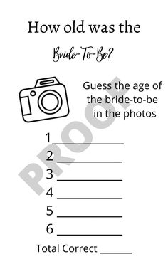 an activity sheet with the words how old was the bride to be?